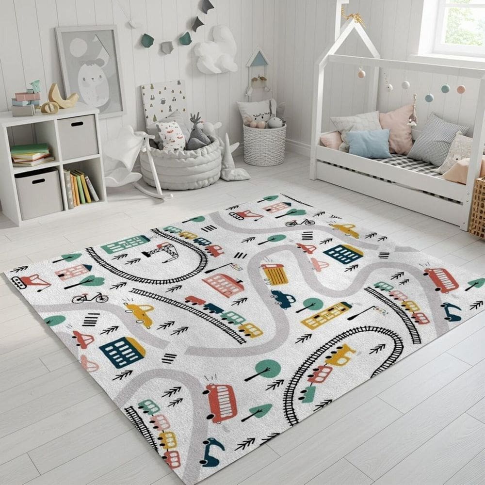 Tapete 140cm X 140cm Carros Antiderrapantes Kids Colorido