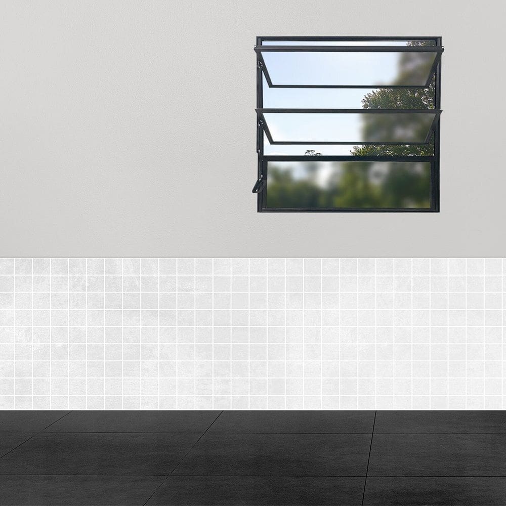 Janela Vitro Basculante 60cm x 60cm Linha Modular Preto