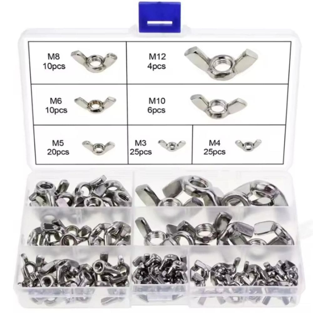 Kit 100 Porcas Aperto Borboletainox M3 M4 M5 M6 M8 M10 M12