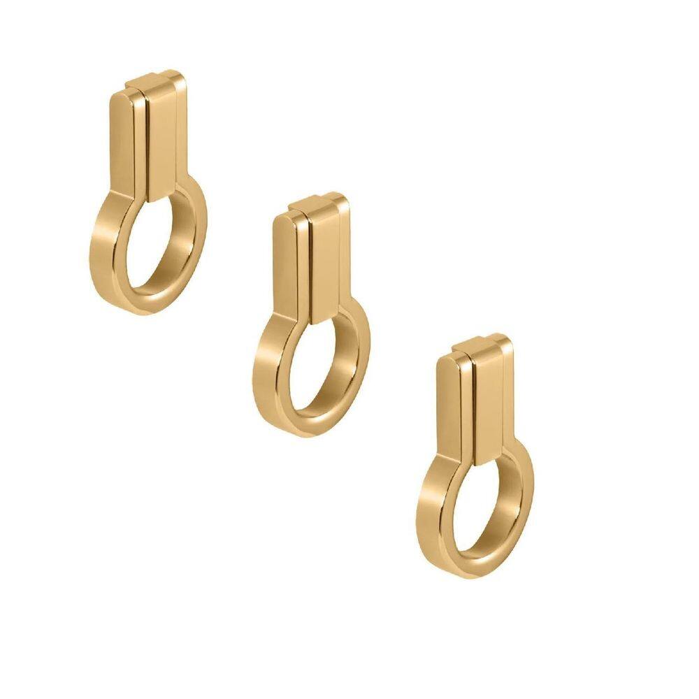 Kit 3 Puxador Antique Ponto Zen Gold Dourado Brilhante