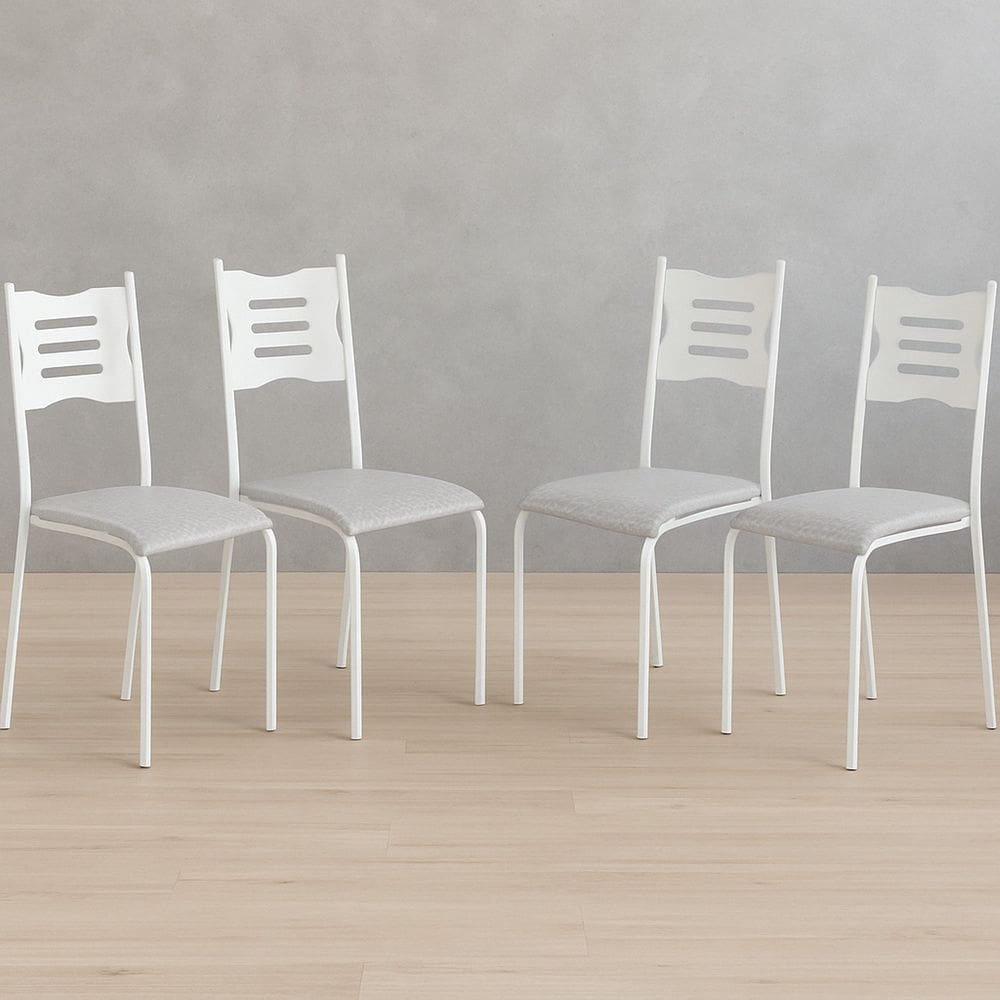 Kit 4 Cadeiras para Cozinha e Sala de Jantar 542.slp Branco/Cinza