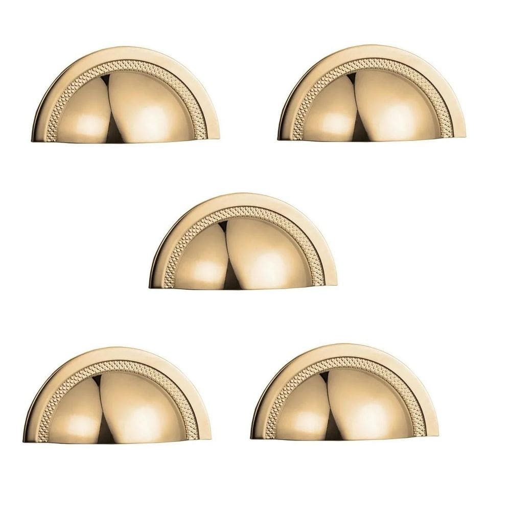 Kit 5 Puxador Shell 48 Mm Zen Gold Dourado Brilhante