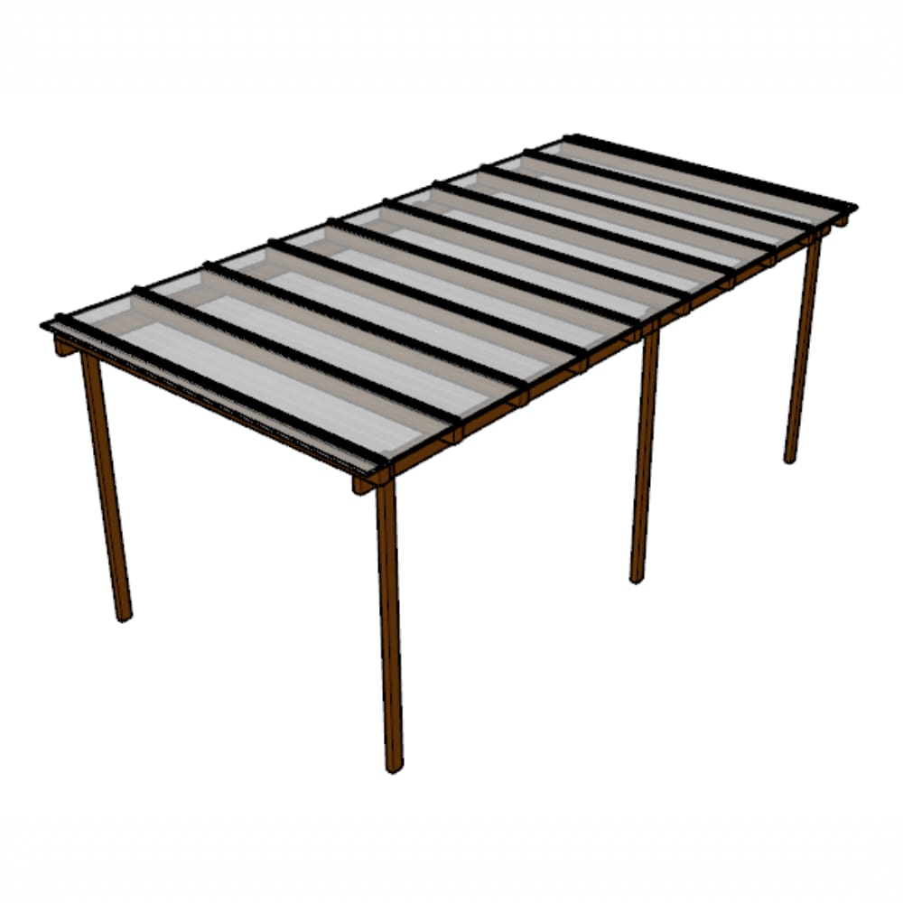 Kit Policarbonato Cristal 6mm 6,00m x 3,00m - Perfis Bronze