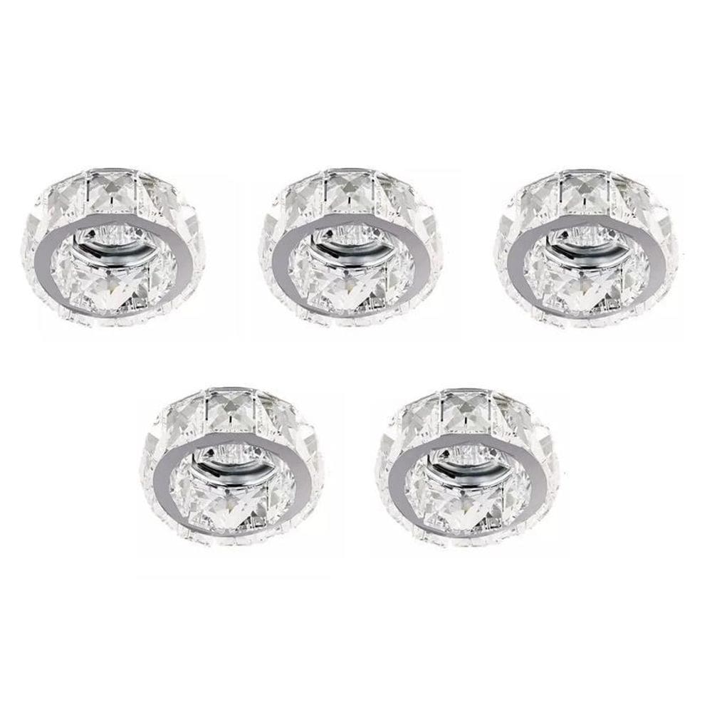 5 Spot Pastilhas De Cristal Embutido Redondo Sala Ac972