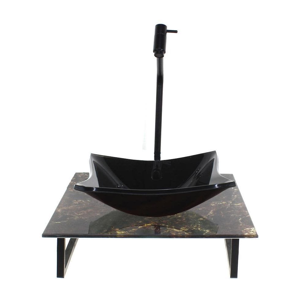 Kit Cuba Vidro Quadrada 10Mm Tampo Vidro 40Cm X 40Cm Mármore