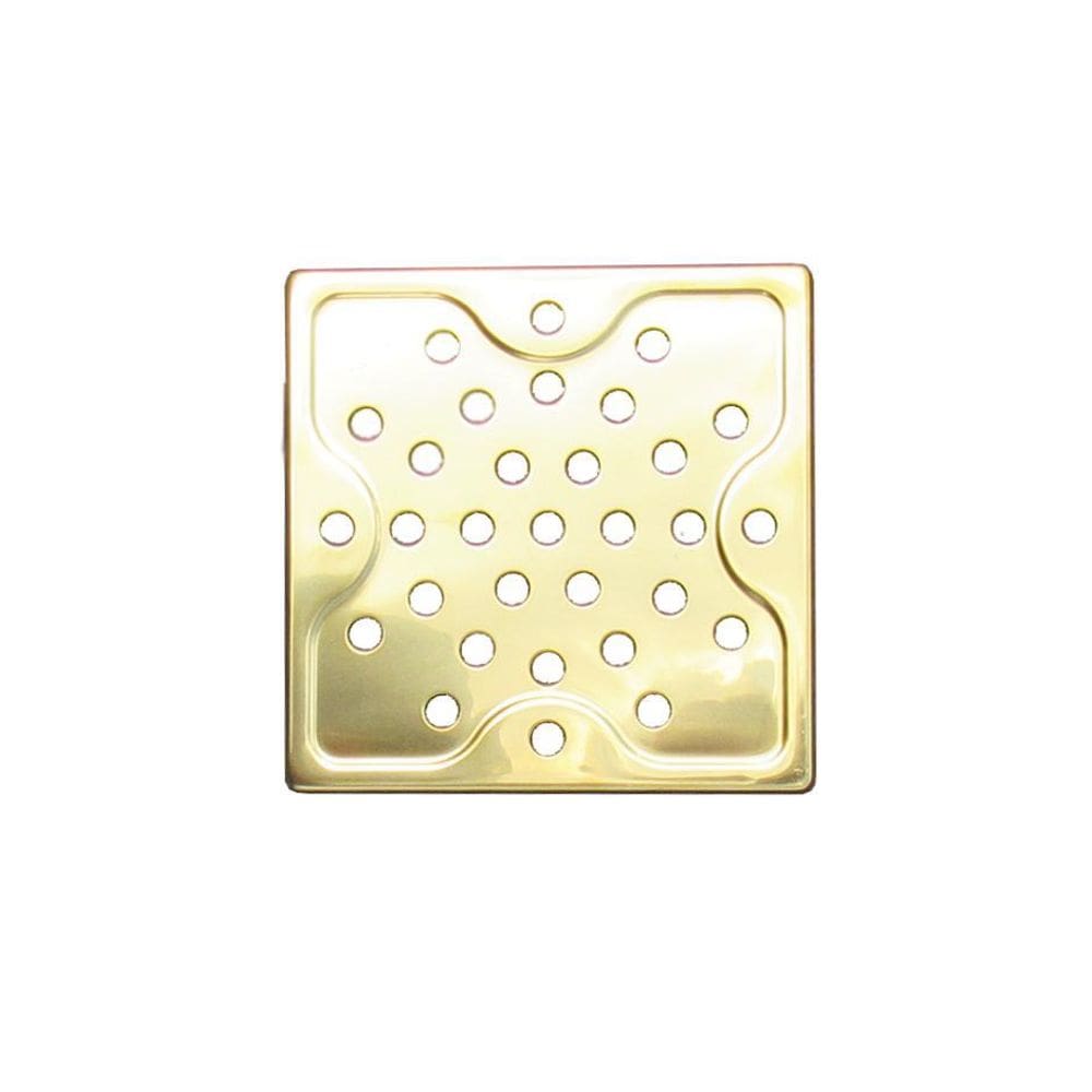 Ralo Dourado Quadrado Em Aço Inox 9,5X9,5Cm - By Fineza
