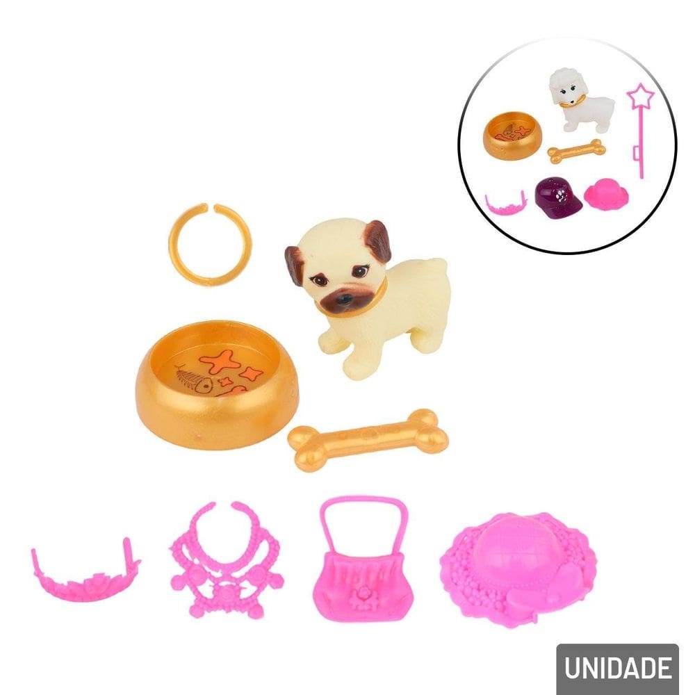 KIT Pets de Plástico com Acessórios - Tudo em Caixa