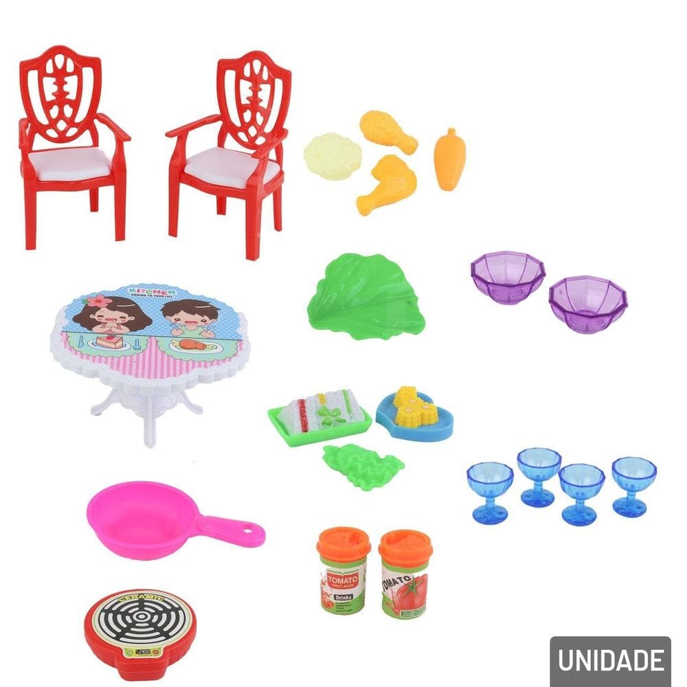 KIT Cozinha de Plástico 24 Peças - Tudo em Caixa