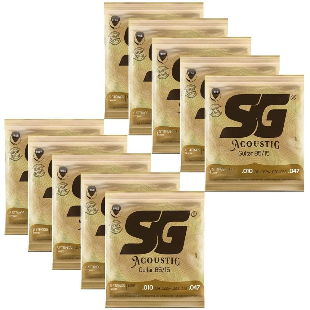 Kit 10 Encordoamentos Violao Aco Sg Bronze 010 Cod 6685