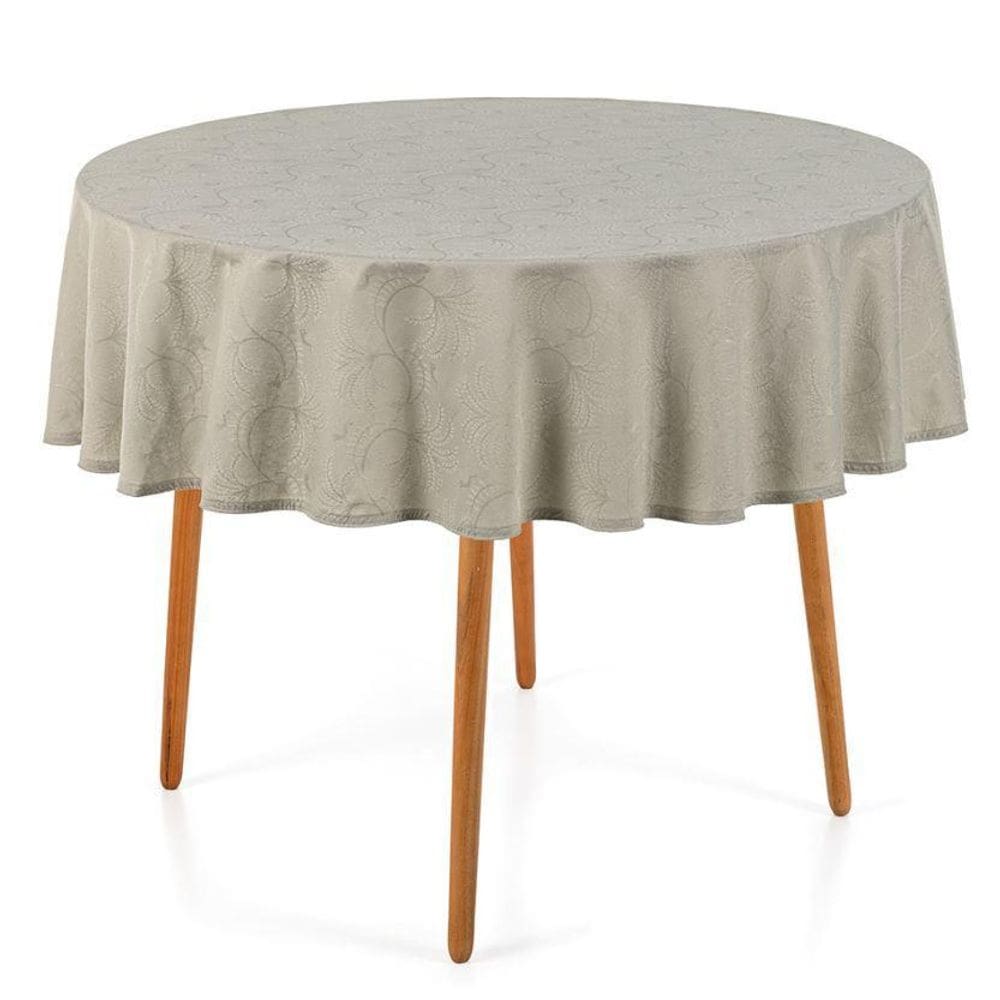 Toalha De Mesa Redonda 4 Lugares Jacquard Melli Bege Karsten