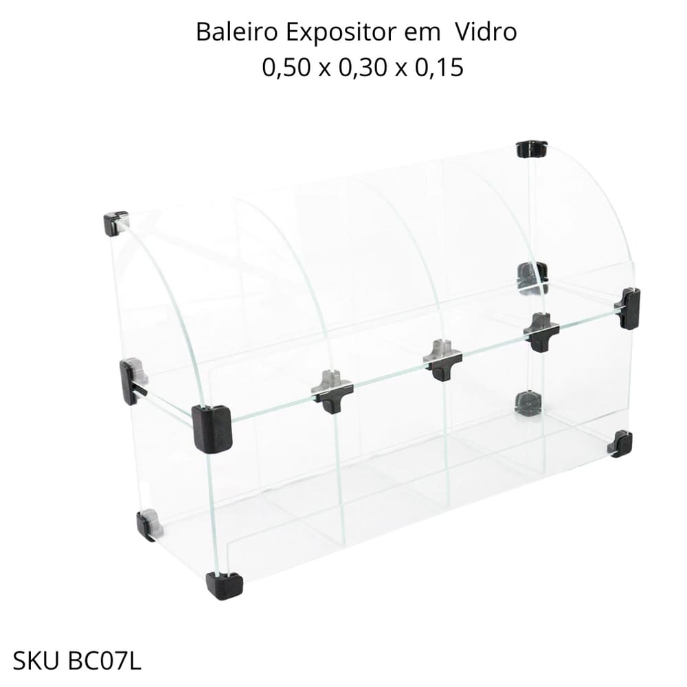 Baleiro Expositor em Vidro 0,50 x 0,30 x 0,15