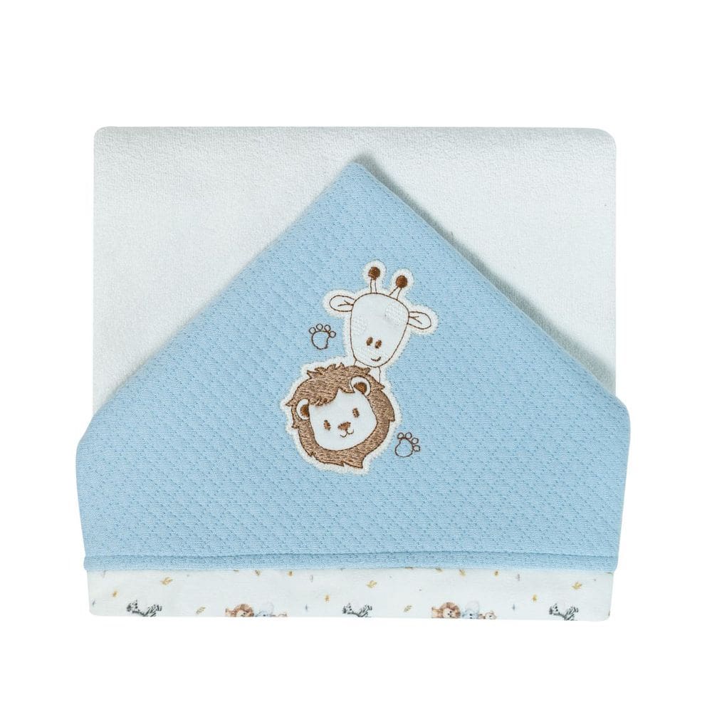 Toalha de Banho Bebê Menino Amigos no Safari 87x88cm - Hug