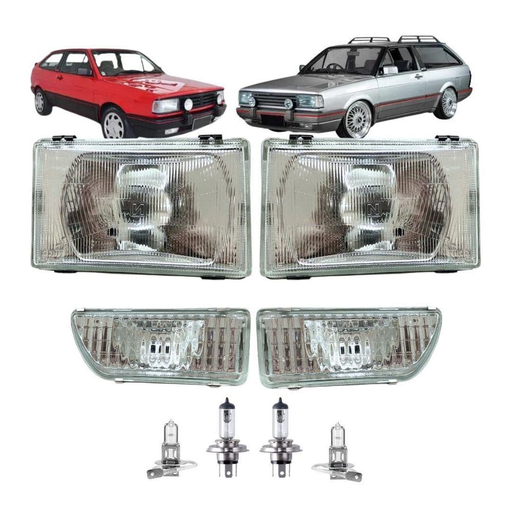 Kit Farol E Milha Para Gol Parati Quadrado 1987 A 1990 Vidro
