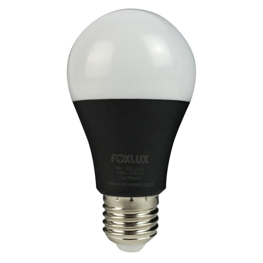 Lâmpada Led Bulbo 9w Luz Negra Bivolt Foxlux Preto