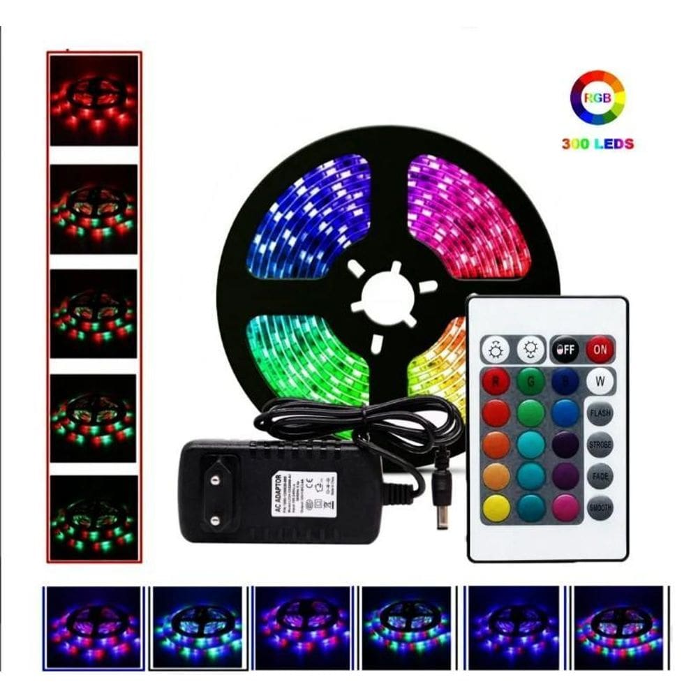 Fita Led 5050 Rgb Colorida 5Mt 16 Cores + Fonte + Controle