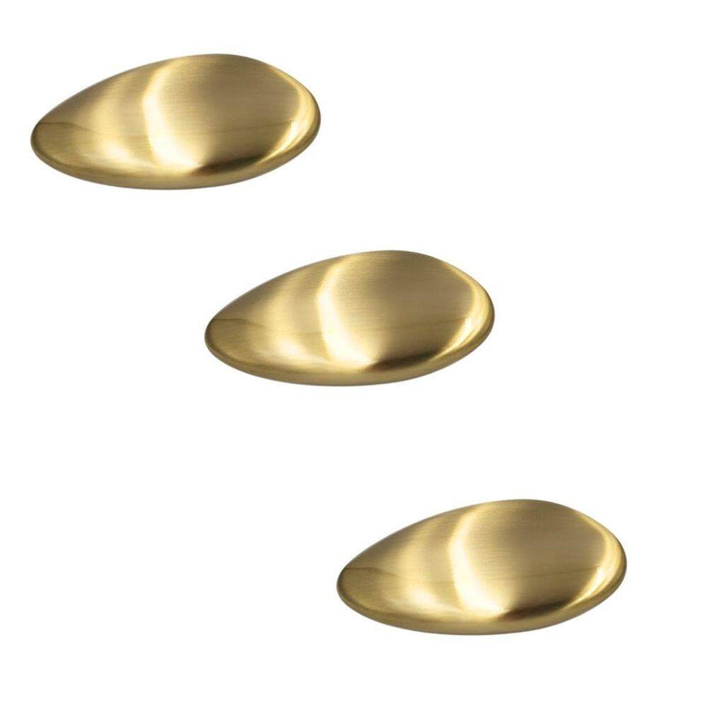 Kit 3 Puxador Seixo G 78Mm X 50Mm Gold Escovado Dourado Zen