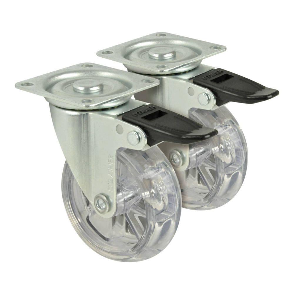 Kit Rodízio CA75 PU Transparente com Trava silicone