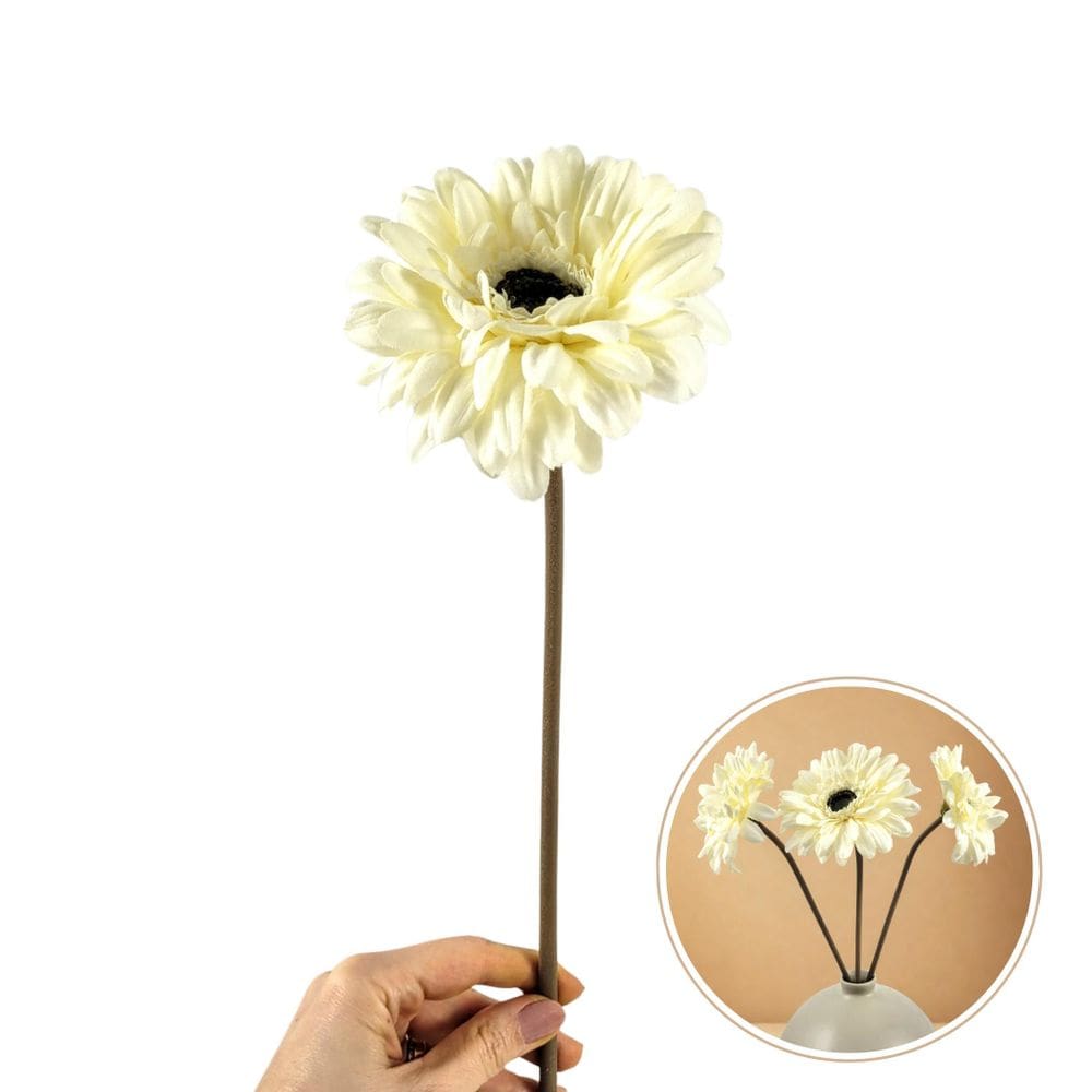Gérbera Branca Haste Flor Planta Artificial Inigual
