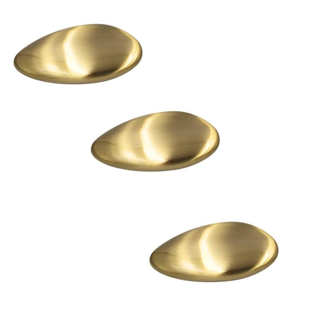 Kit 3 Puxador Seixo G 78Mm X 50Mm Gold Escovado Dourado Zen