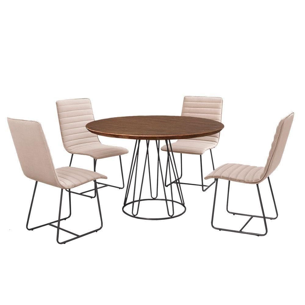 Sala De Jantar 1,00M Base Preta Com 04 Cadeiras Cinamomo