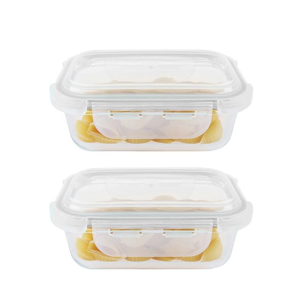 Kit 2 Potes Hermético Vidro Marmita Micro-Ondas 1040Ml