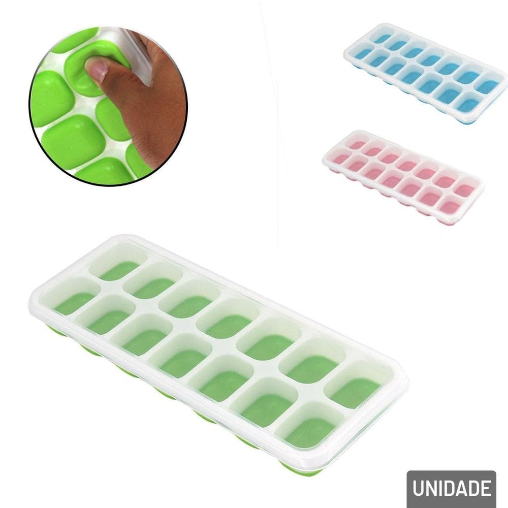 Forma Para Gelo Plástico Silicone 25x9,5cm Color - Tudo em Caixa