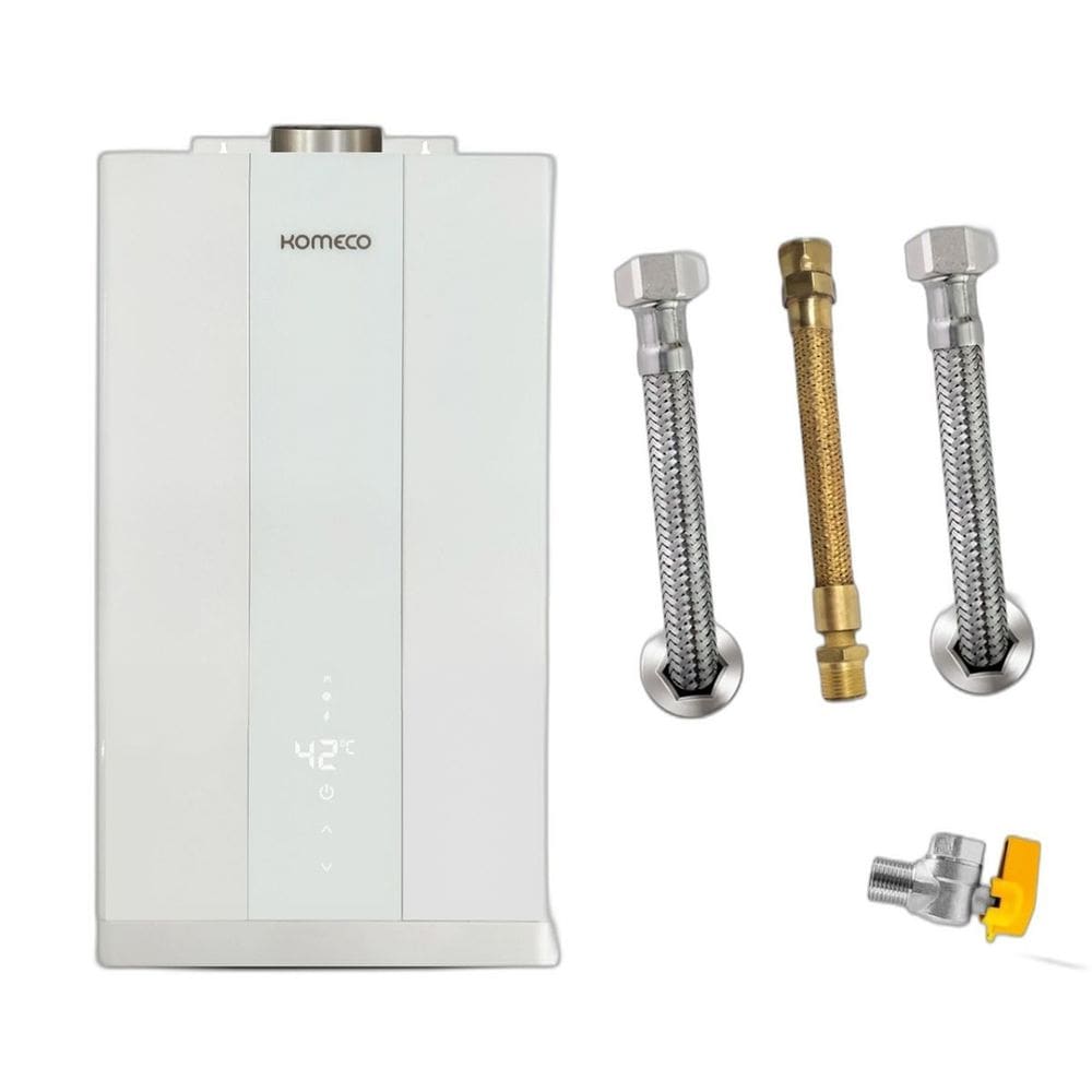 Kit Aquecedor Komeco KO26L Home GLP Branco + Acess. Ligação