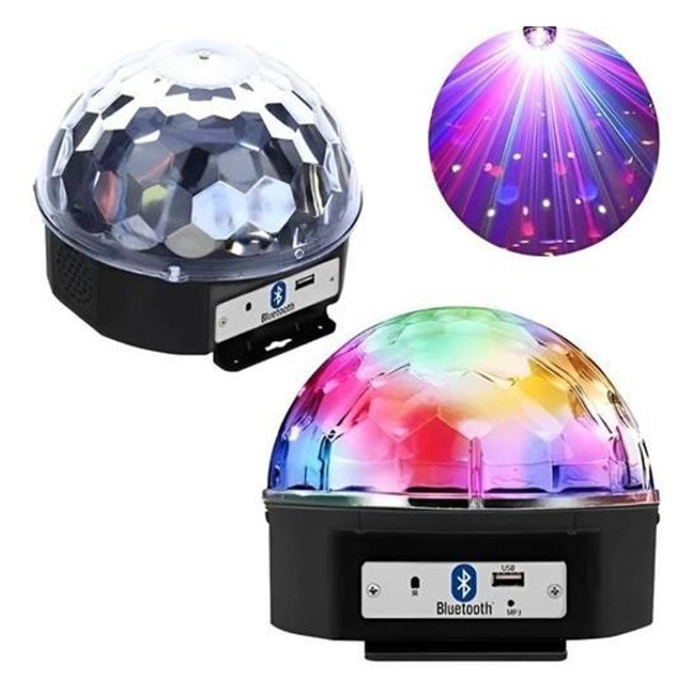 Bola Maluca Led Cristal Rgb Bluetooth Usb Festas Iluminação