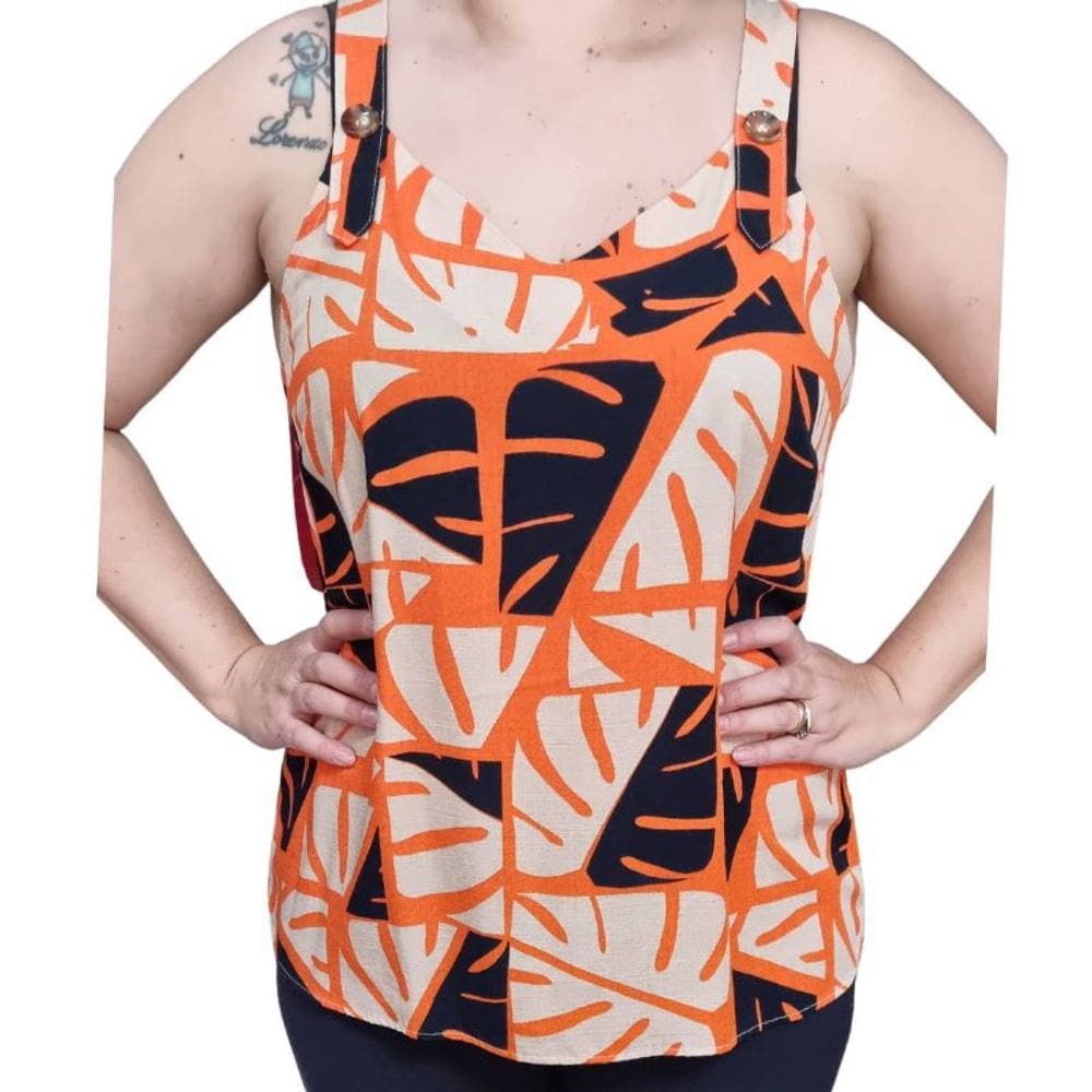 Blusa Feminina Alças Finas Estampada Lu Ripper