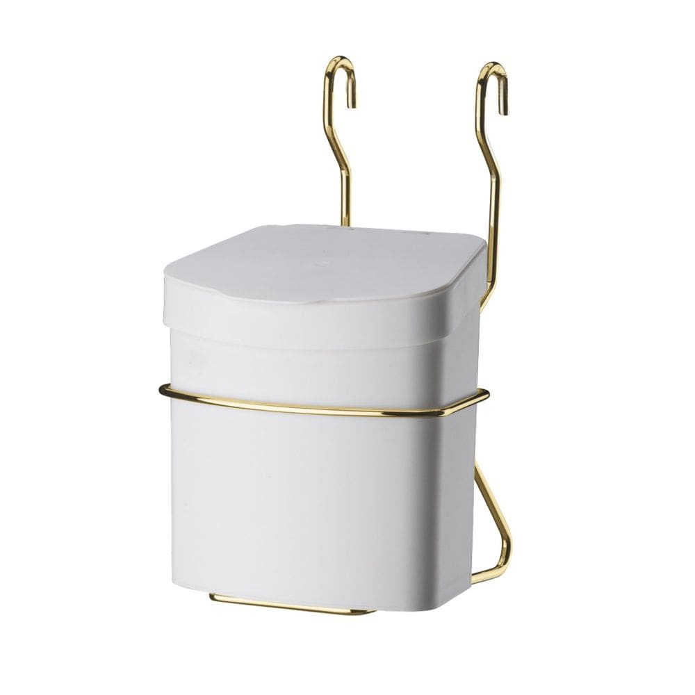 Lixeira Branca 2,5L Com Suporte Dourado Para Barra Parede Cozinha - 2409DD Future