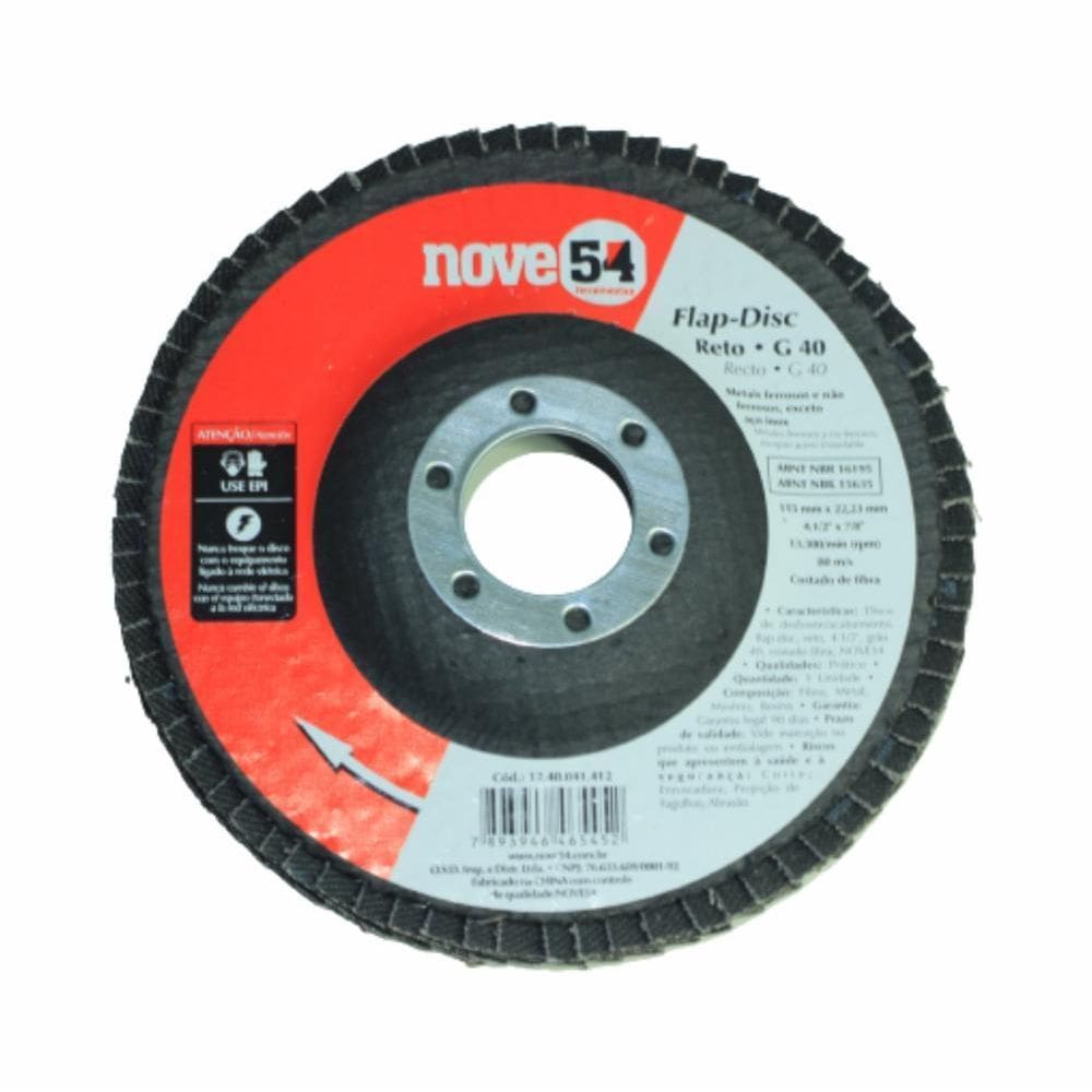 Disco Desbaste Flapdisc Reto 4.1/2 G40 Costado De Fibra 954
