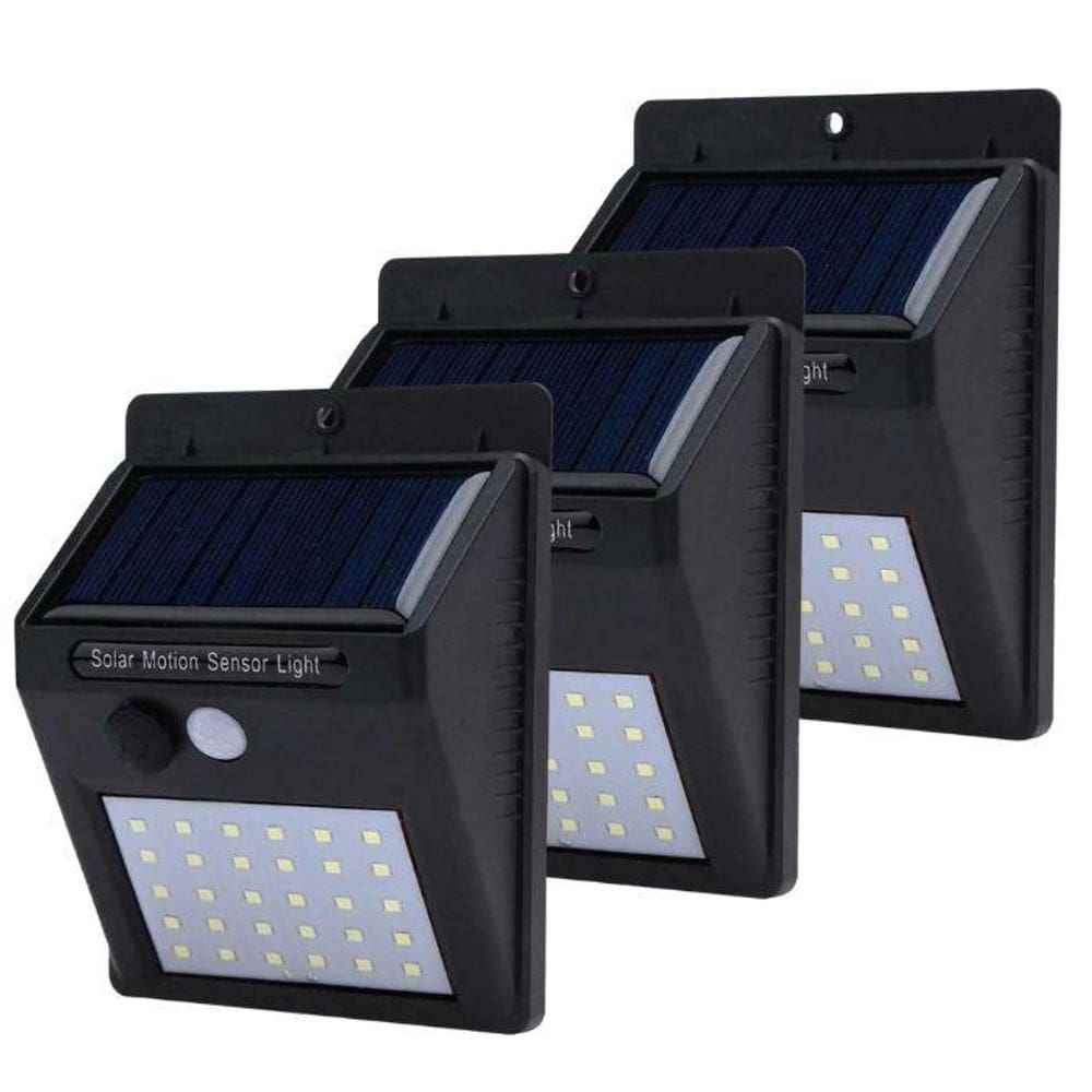Kit 3 Luminária Solar De Parede 30 Leds 6W Sensor Movimento