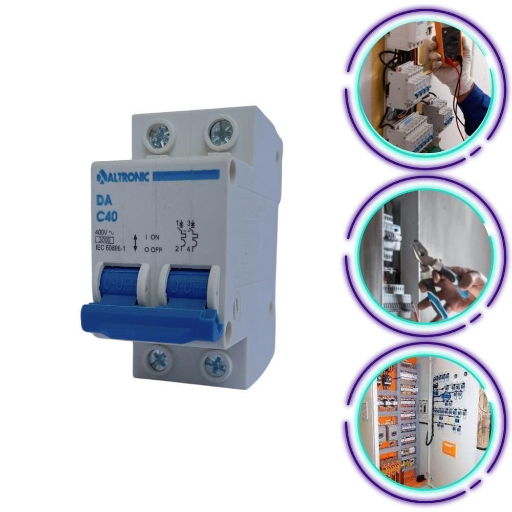 Disjuntor Bipolar 40A Curva C Tipo Din/Iec Altronic