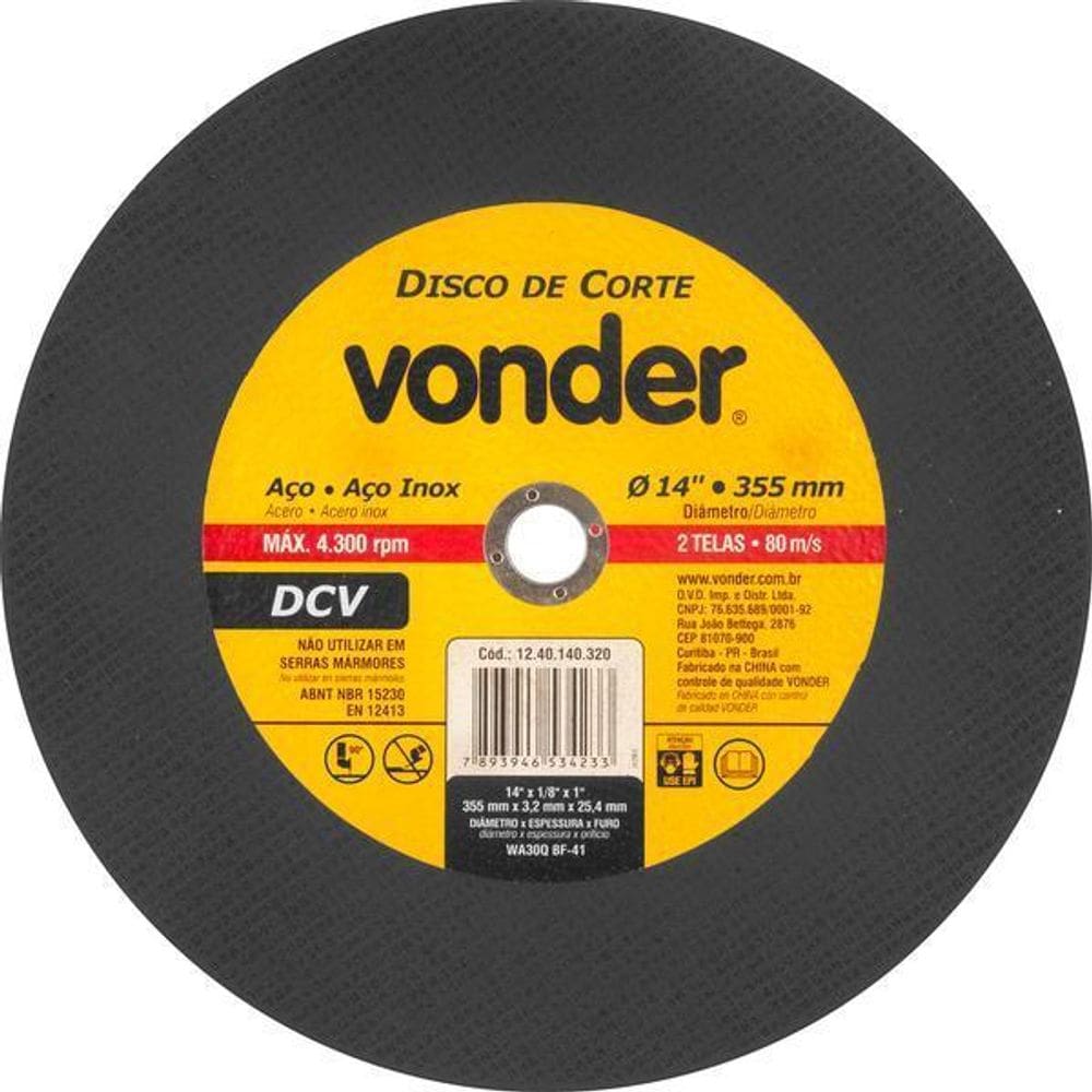Disco De Corte 355,0X3,2X25,4 Dcv Vonder