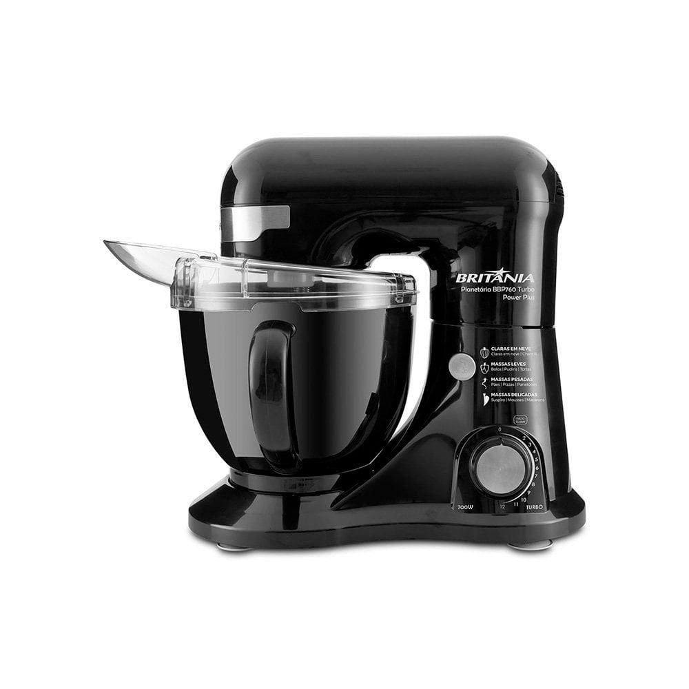 Batedeira Planetária Britânia BBP760P Power Plus Turbo 700W Preta 110V