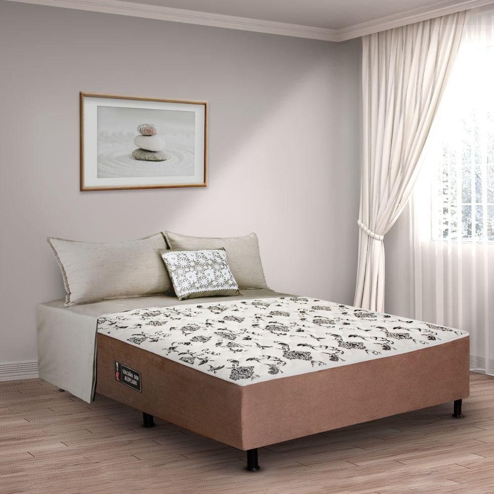 Cama Box Casal Conjugada (138x188) D28 Cacau Roma Design Colch?es