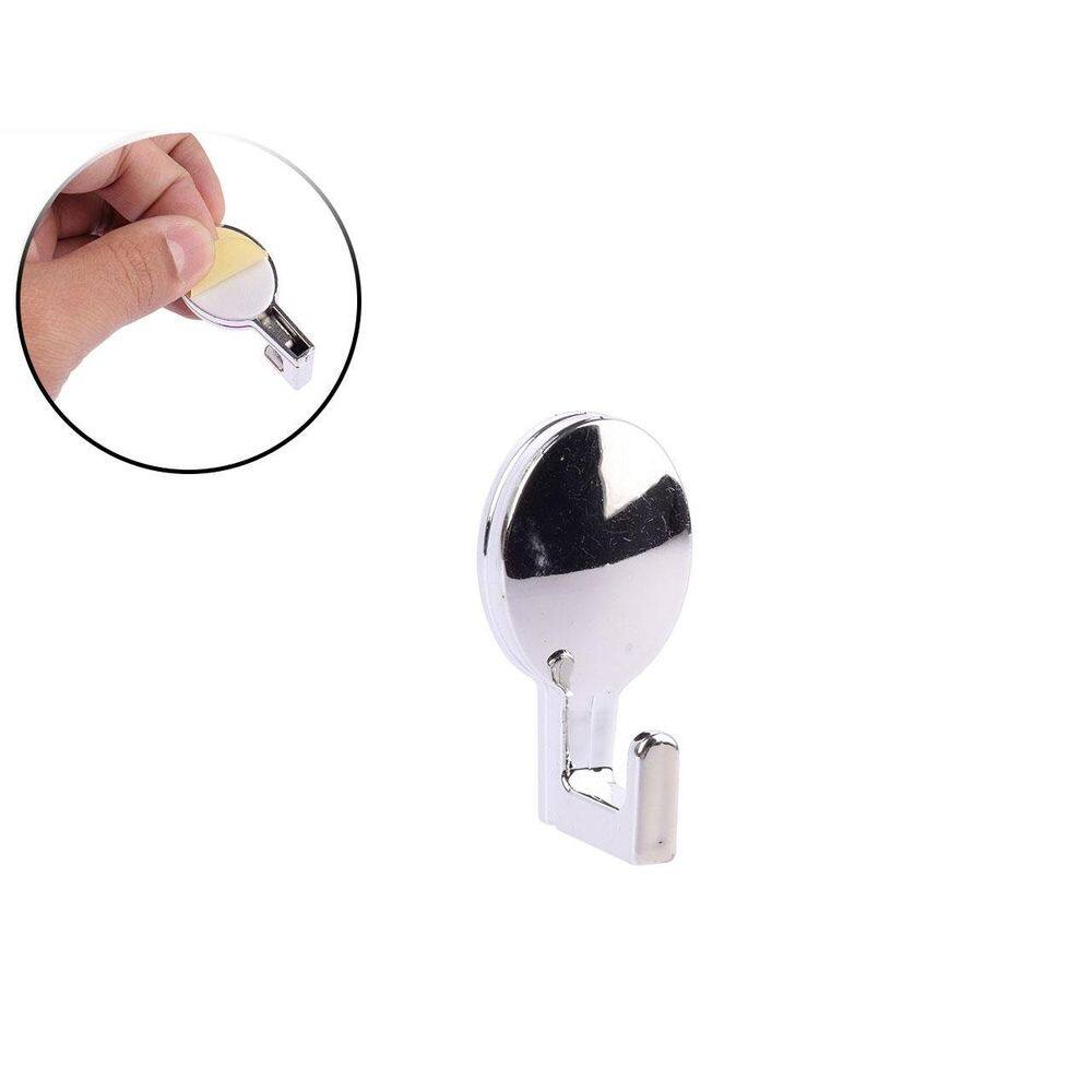 Gancho de Plástico 6 Pçs 5cm Adesivo Metálico - Tudo em Caixa