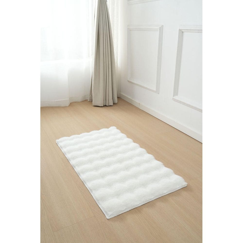 Tapete Pelo Alto Ondulado Waves 50X90Cm Jolitex - Branco