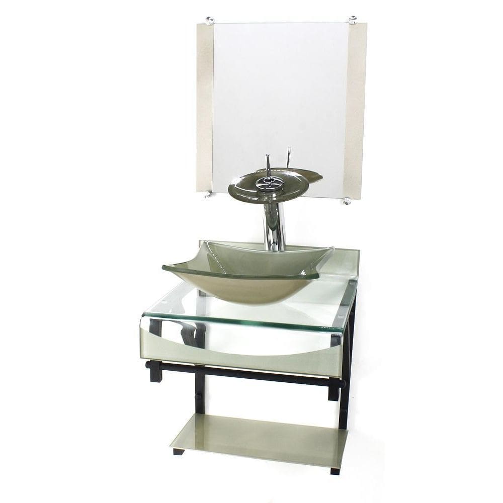 Gabinete Vidro 40Cm Banheiro Curvado Duplo Pp Cuba Quadrada