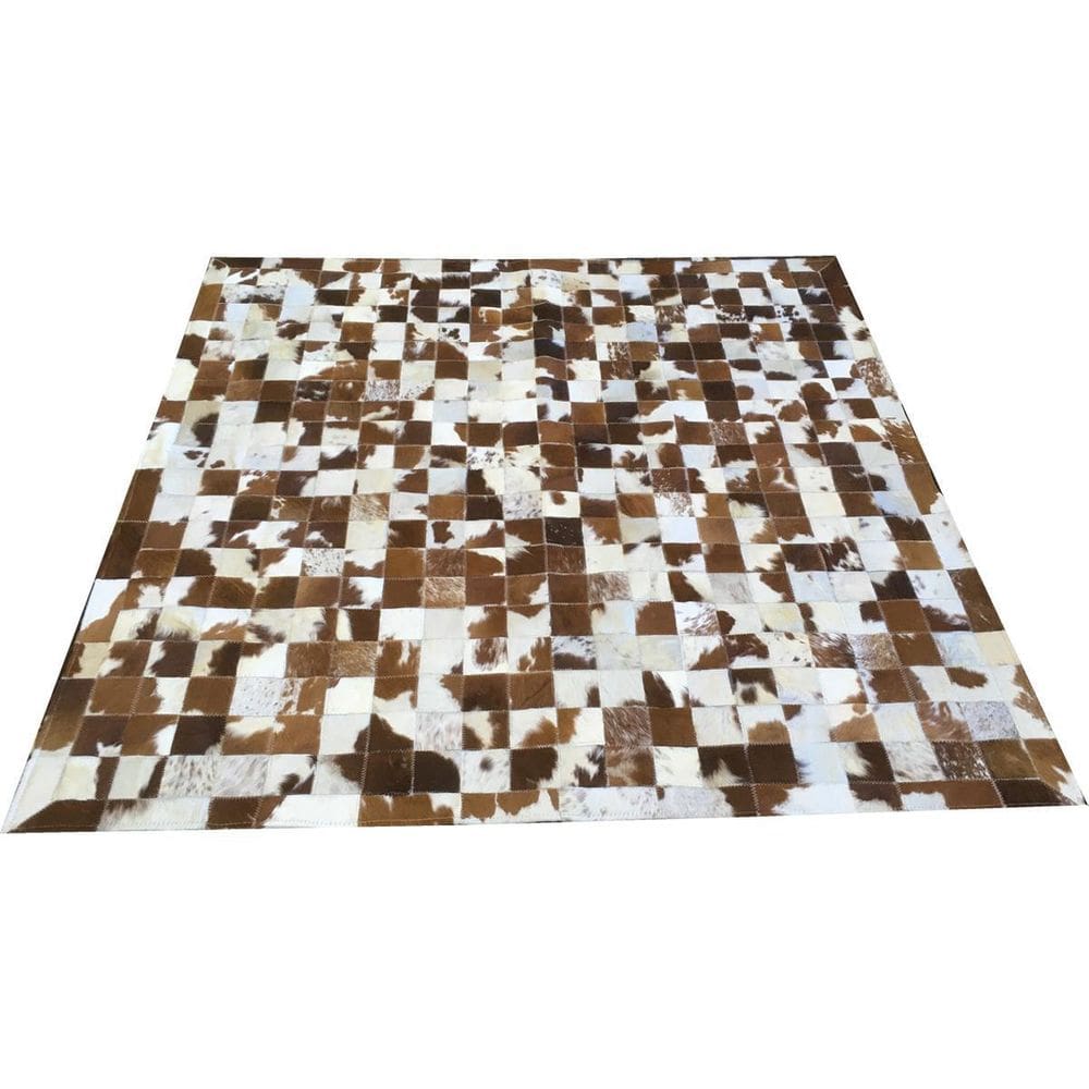 Tapete De Couro Castanho Malhado 1,50X1,50 Com Bordas