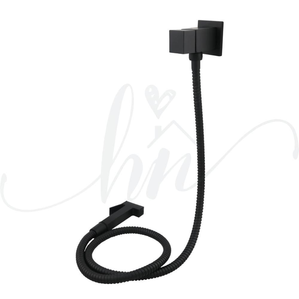 Ducha Higiênica Black Quadrada Luxo 1/4 De Volta