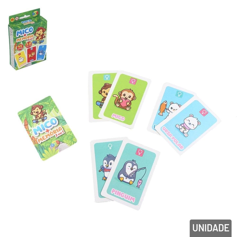 Jogo de Cartas Mico + Memória - Tudo em Caixa