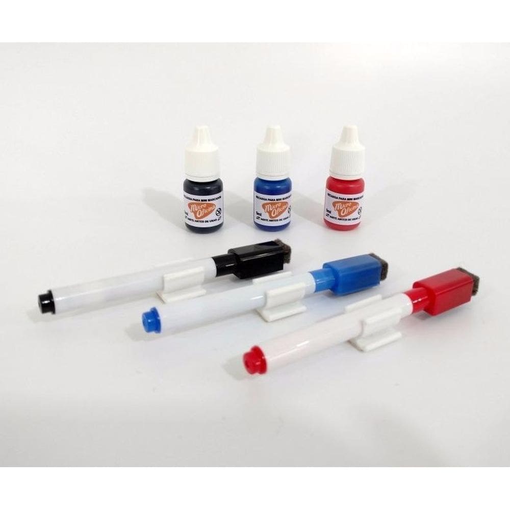 Caneta Para Quadro Branco - Kit Com 3 Unidades + 3 Recargas