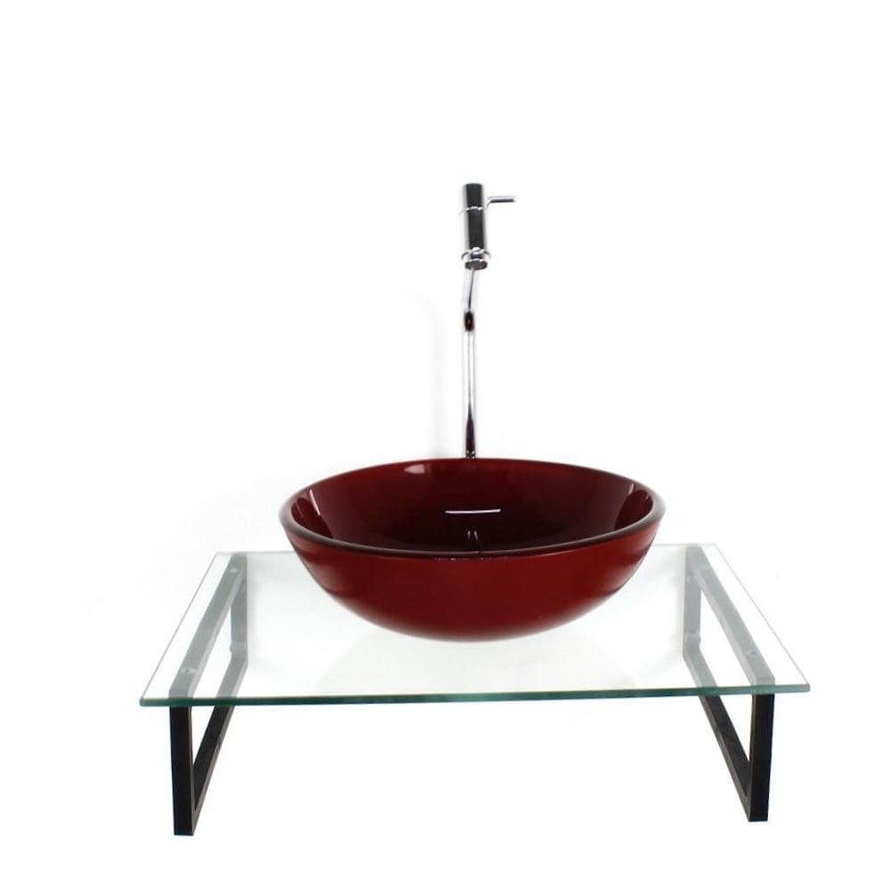 Kit Cuba Vidro Redonda 10Mm Vermelho Cereja Tampo 50Cm