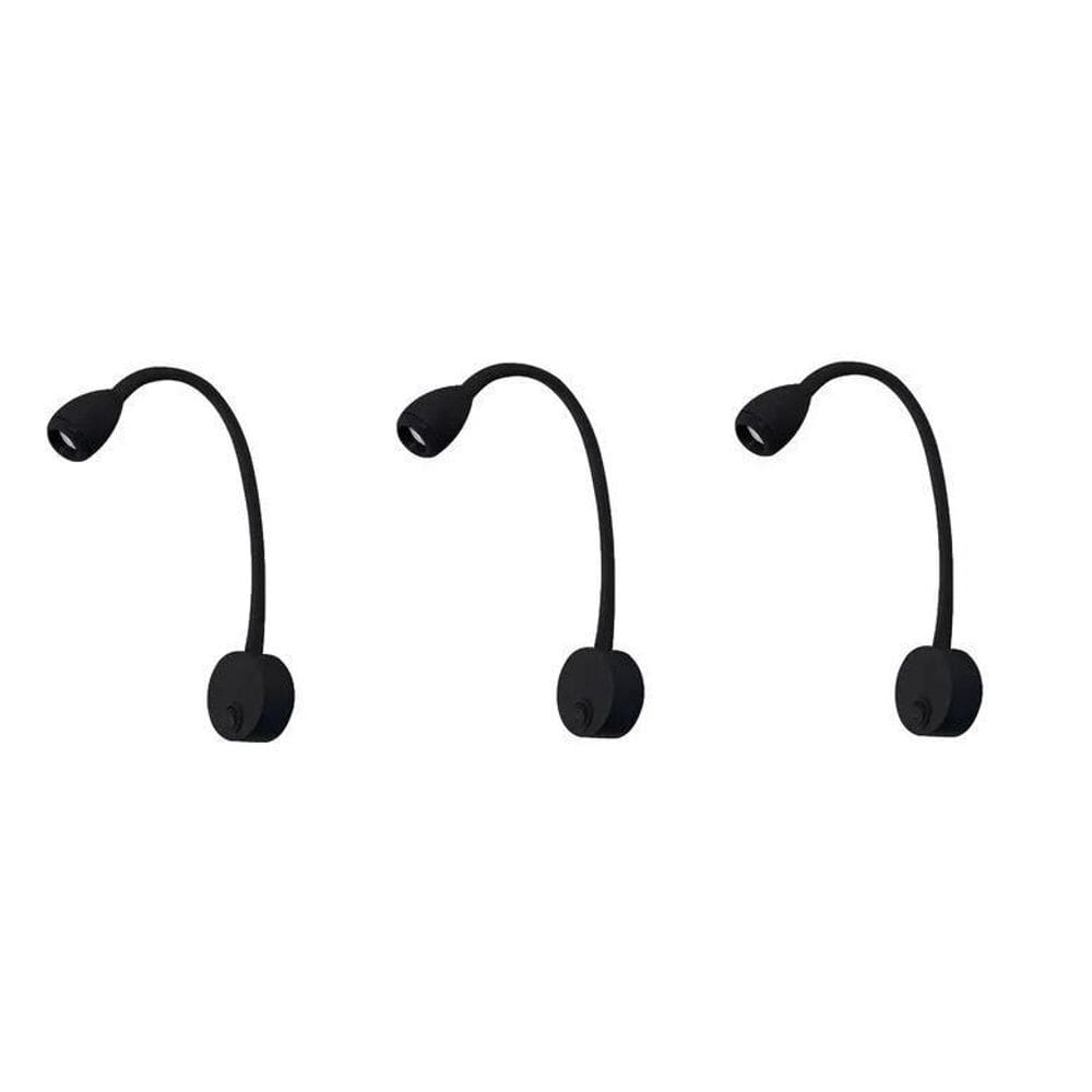 Kit 3 Arandela Movel Preta Led 3W 3000K Leitura Ali29