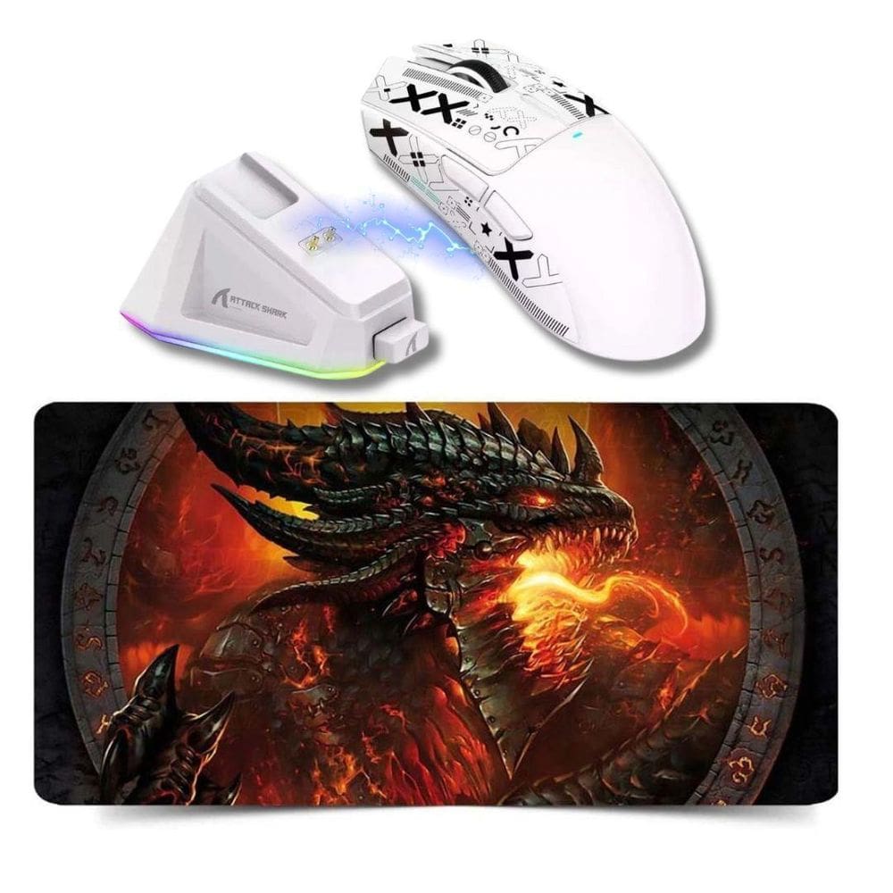 Combo Gamer Mouse Attack Shark X11 + Mousepad Dragão 70X35Cm