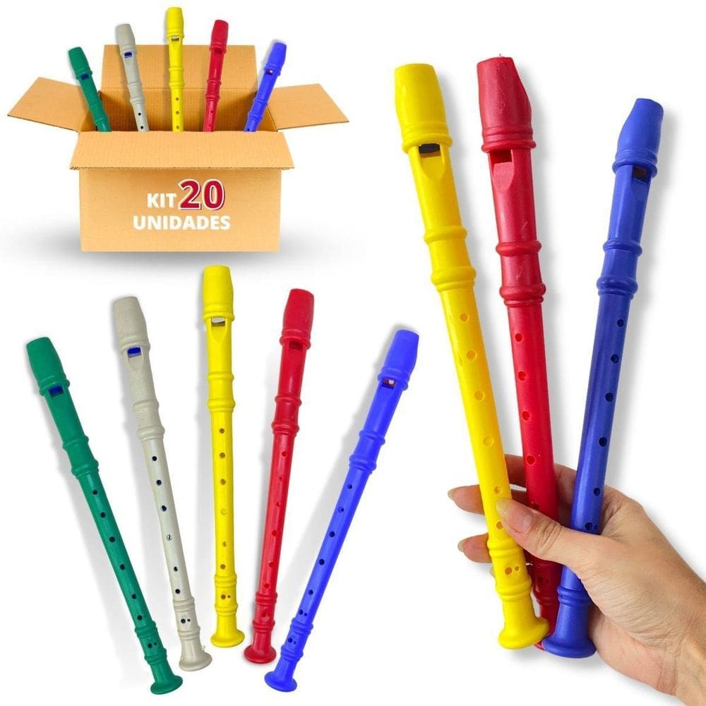 Kit 20 Flauta Doce Infantil Instrumento De Brinquedo