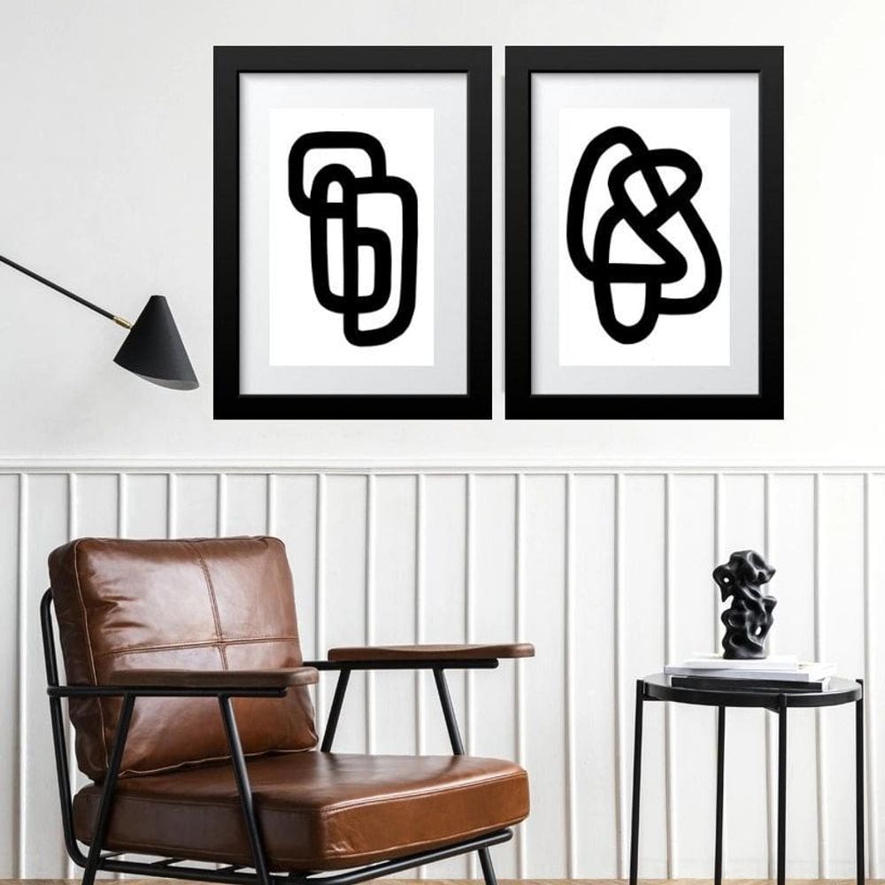 Kit 2 Quadros Grandes Ultra Minimalistas - 60X48Cm