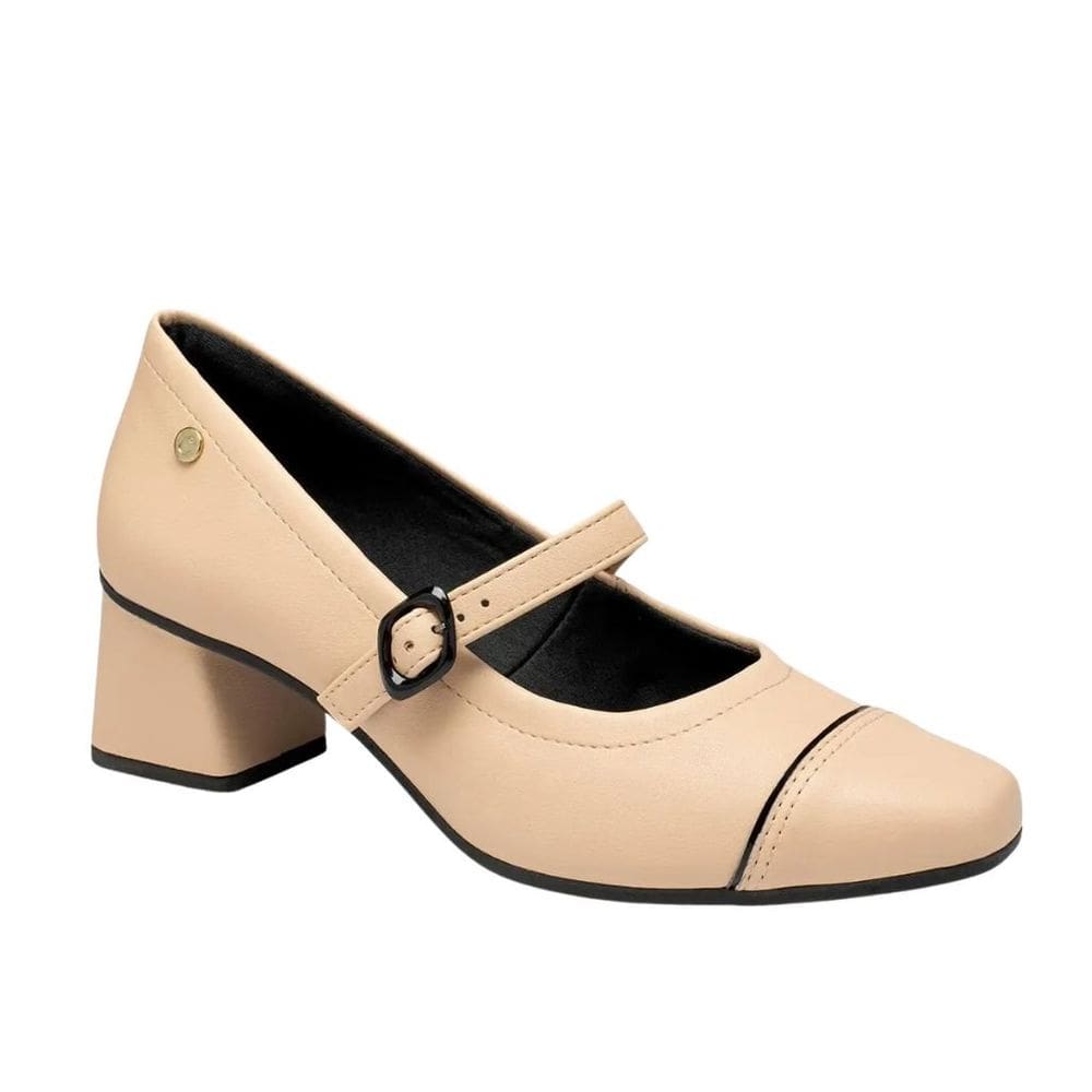 Sapato Campesi CP761 Feminino Avelã Saltinho bloco bico redondo