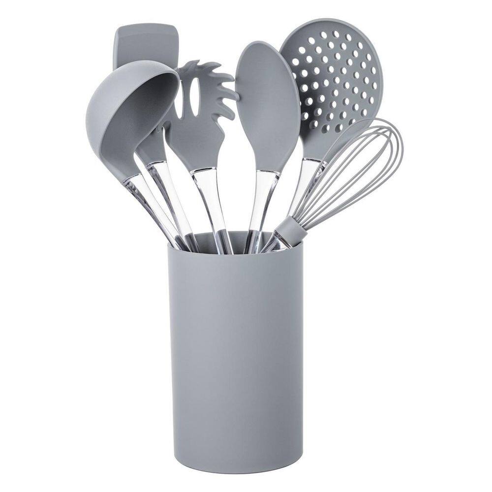 Gadgets Utensilios Silicone Cabo Acrilico 7 Peças Cinza